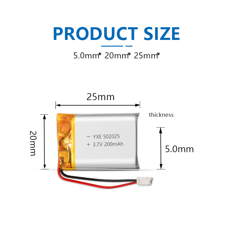 3.7 V Li-ion Battery 502025-200mah